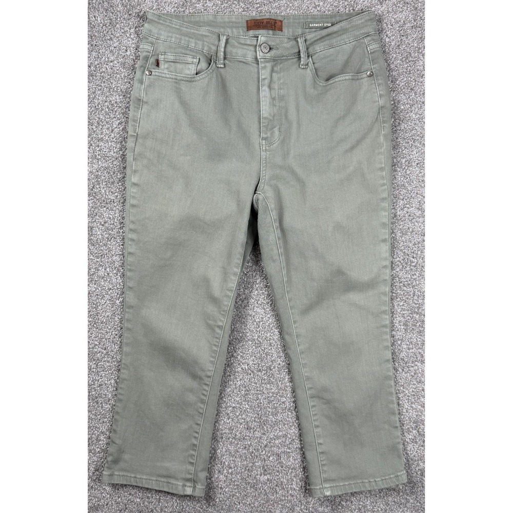 Judy Blue Sage Green Garment Dyed Capri Jeans‎ Womens 11/30 Stretch Mid Rise